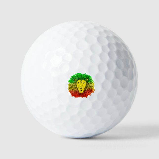 Rasta lion head red yellow green drawing Jamaica  Golf Balls (Front)