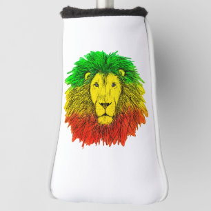 Rasta lion head red yellow green drawing Jamaica Golf Head Cover