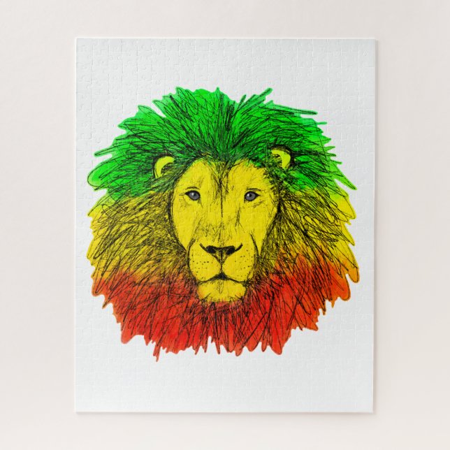 Rasta lion head red yellow green drawing Jamaica  Jigsaw Puzzle (Vertical)