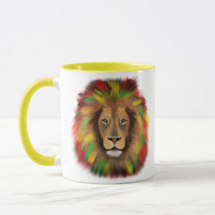Rasta lion head red yellow green drawing Jamaica Mug
