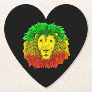 Rasta lion head red yellow green drawing Jamaica Paper Coaster