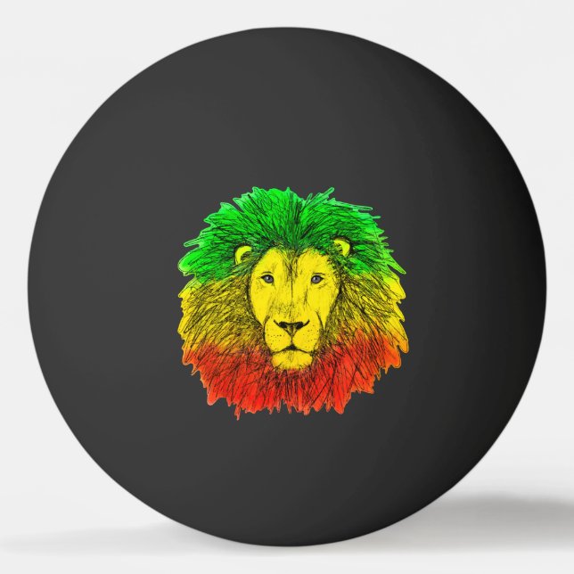 Rasta lion head red yellow green drawing Jamaica  Ping Pong Ball (Front)