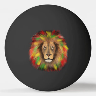 Rasta lion head red yellow green drawing Jamaica  Ping Pong Ball