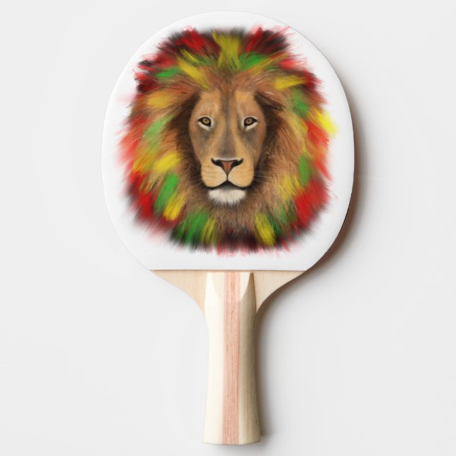 Rasta lion head red yellow green drawing Jamaica  Ping Pong Paddle (Front)