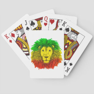 Rasta lion head red yellow green drawing Jamaica  Playing Cards