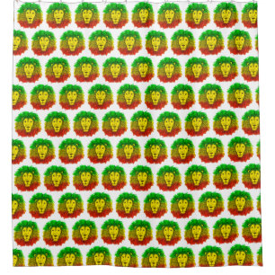 Rasta lion head red yellow green drawing Jamaica Shower Curtain