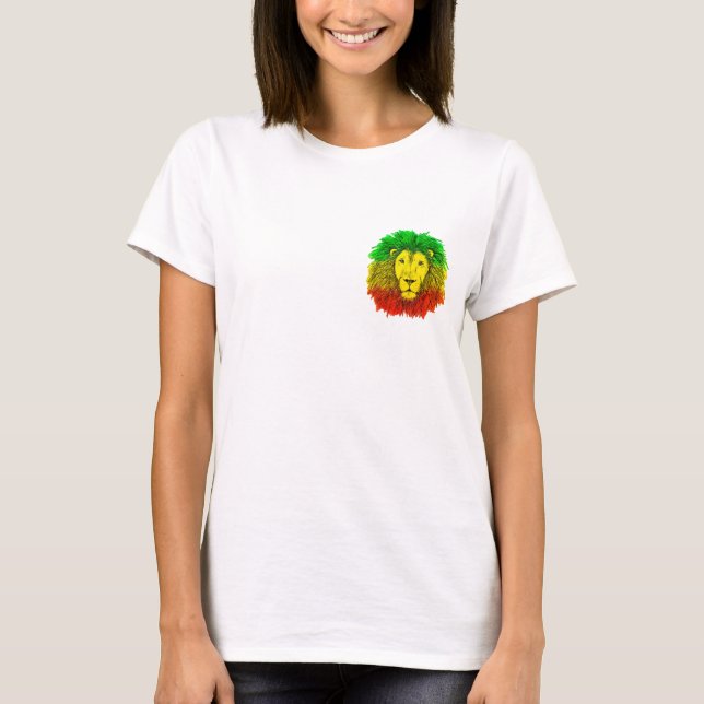 Rasta lion head red yellow green drawing Jamaica  T-Shirt (Front)