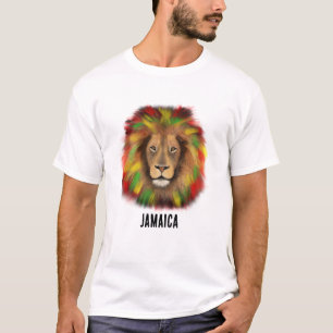 Rasta lion head red yellow green drawing Jamaica  T-Shirt
