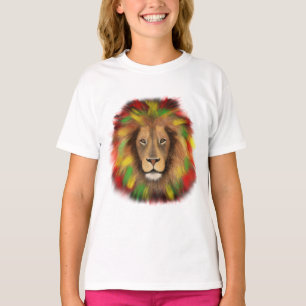 Rasta lion head red yellow green drawing Jamaica  T-Shirt