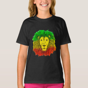 Rasta lion head red yellow green drawing Jamaica  T-Shirt