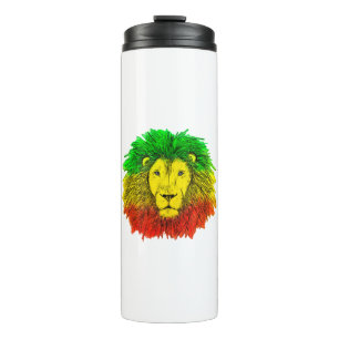 Rasta lion head red yellow green drawing Jamaica  Thermal Tumbler