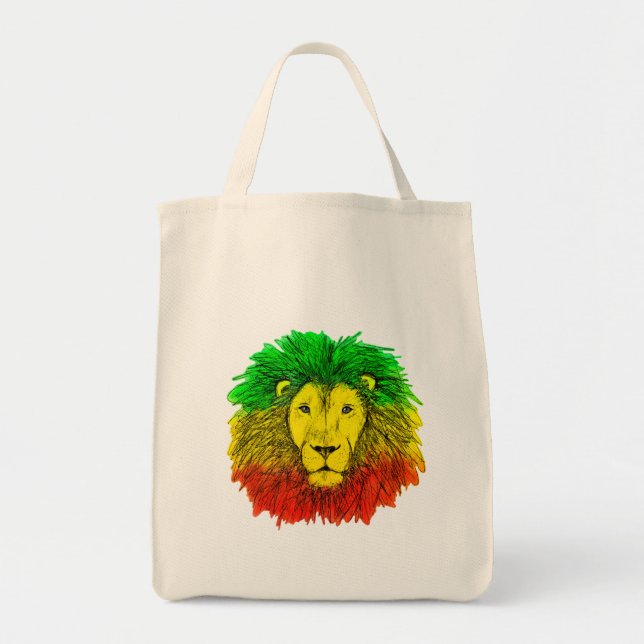 Rasta lion head red yellow green drawing Jamaica  Tote Bag (Front)
