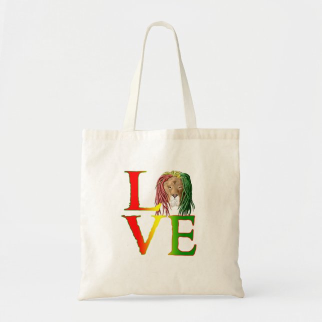 Rasta Lion Jamaican Reggae Love Tote Bag (Front)