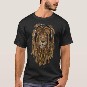 Rasta Lion Of Judah Jamaica Colors Reggae Dreadloc T-Shirt