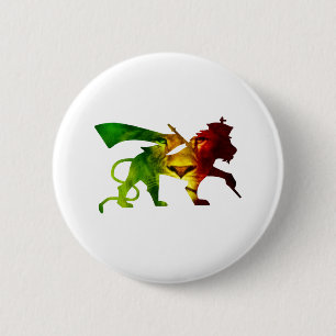RASTA Lion of Judah   Red Gold Green 6 Cm Round Badge