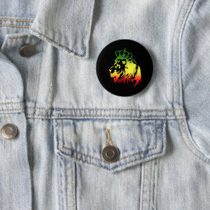 RASTA Lion of Judah   Red Gold Green 6 Cm Round Badge