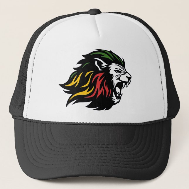 Rasta Lion of Judah Trucker Hat (Front)