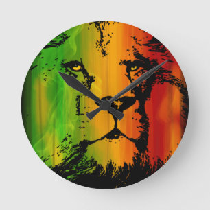 Rasta Lion Round Clock