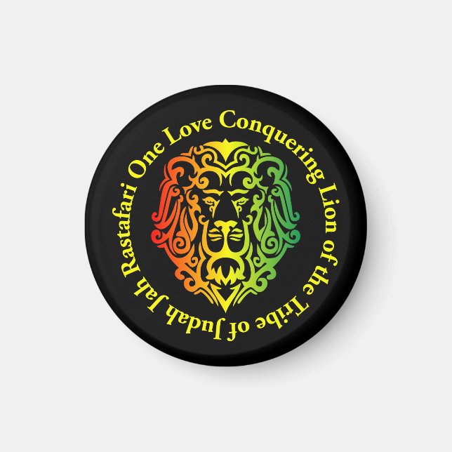 Rasta Lion Round Fridge Magnet (Front)