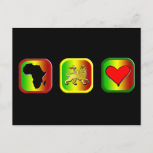 Rasta Map of Africa One Love Lion of Judah Postcard