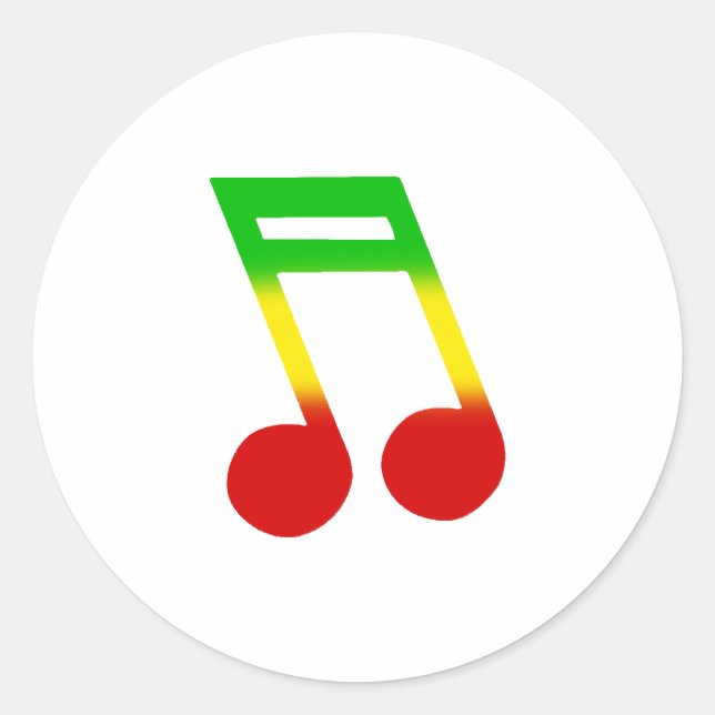 Rasta Music Note Classic Round Sticker (Front)