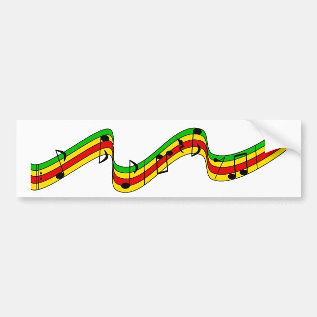 Rasta Music Staff Bumper Sticker (Front)