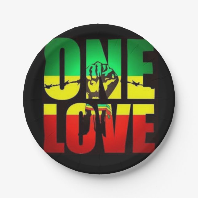 Rasta One Love Paper Plate (Front)