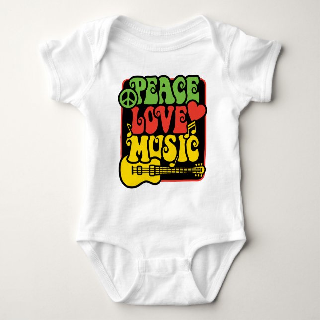 Rasta Peace Love Music Baby Bodysuit (Front)