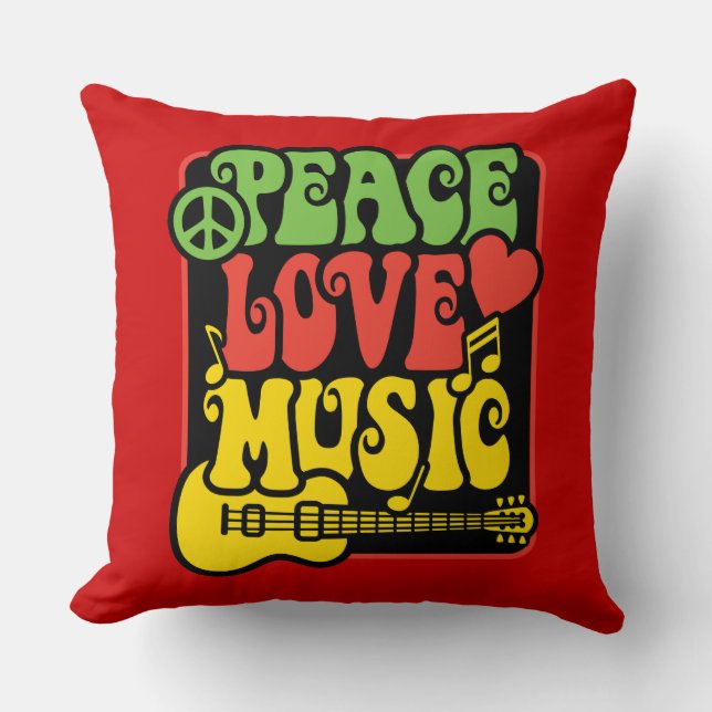 Rasta Peace Love Music Cushion (Front)