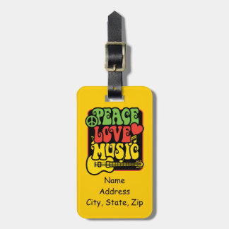 Rasta Peace Love Music Luggage Tag