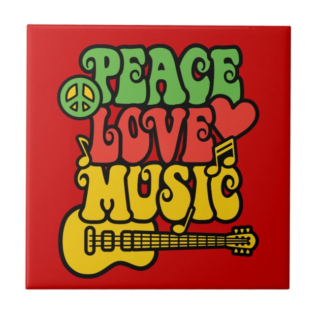 Rasta  Peace-Love-Music Tile (Front)