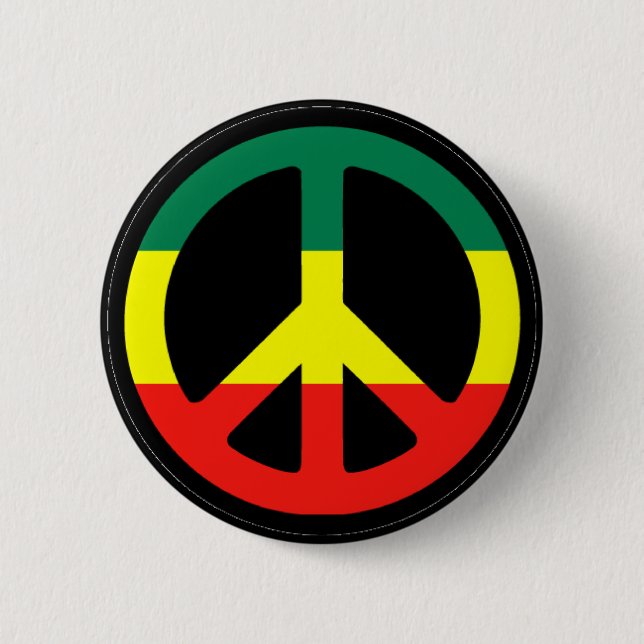 Rasta Peace Symbol 6 Cm Round Badge (Front)