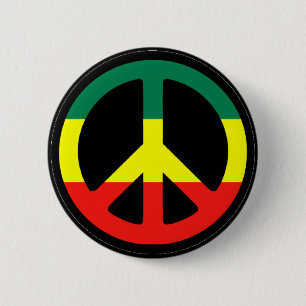 Rasta Peace Symbol 6 Cm Round Badge