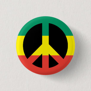 Rasta Peace Symbol Button