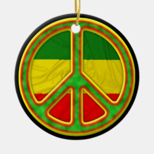 Rasta Peace Symbol Ceramic Tree Decoration
