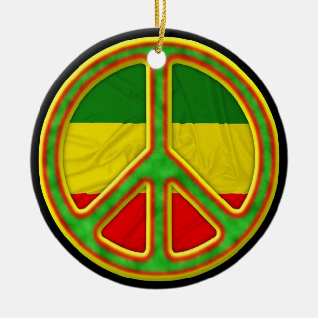 Rasta Peace Symbol Ceramic Tree Decoration (Front)