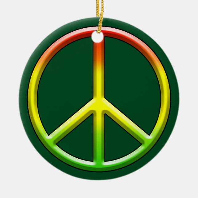 Rasta Peace Symbol Christmas! Ceramic Tree Decoration (Front)