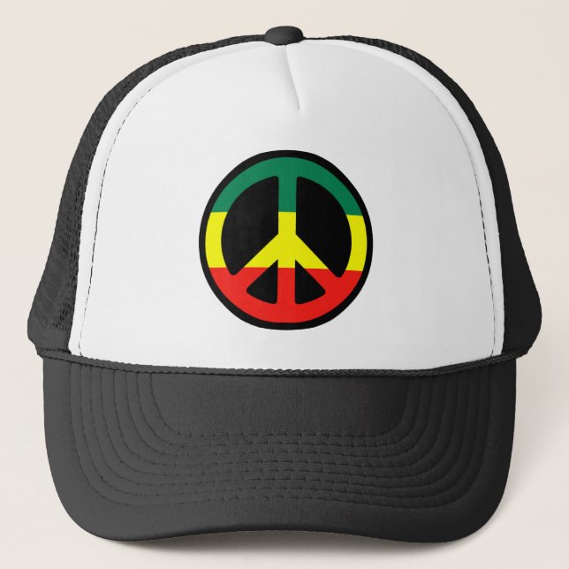 Rasta Peace Symbol Trucker Hat (Front)