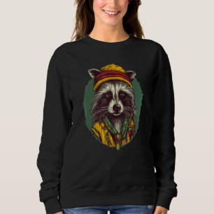 Rasta Raccoon   Jamaican    Raccoon Sweatshirt