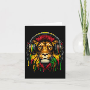 Rasta Raggae Jamaica Music Headphones Lion Of Juda Card