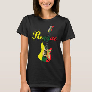 Rasta Red Green Gold Reggae Music Legend Guitar T-Shirt