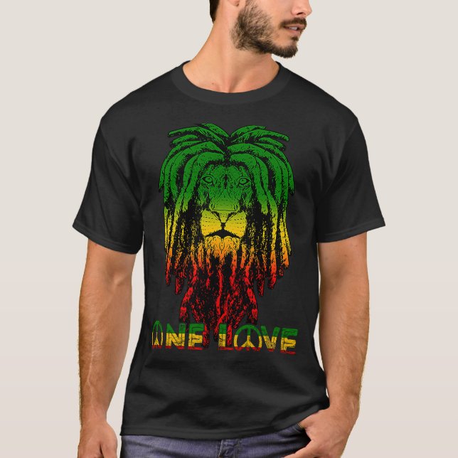 Rasta Reggae Etophian Lion Of Judah Rastafari Root T-Shirt (Front)