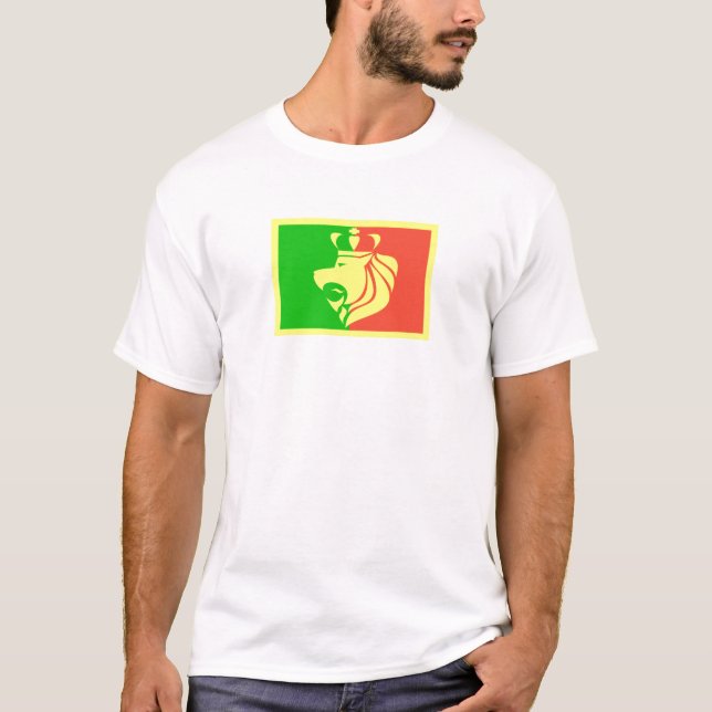 Rasta Reggae Flag with Crowned Lion T-Shirt (Front)