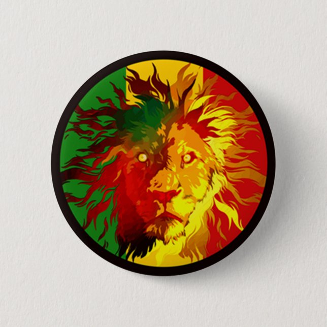 rasta reggae lion flag 6 cm round badge (Front)