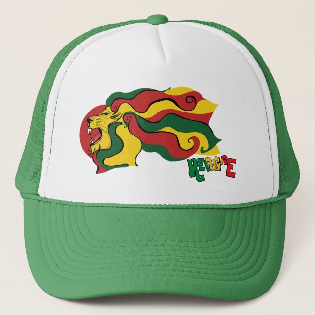 rasta reggae lion flag trucker hat (Front)
