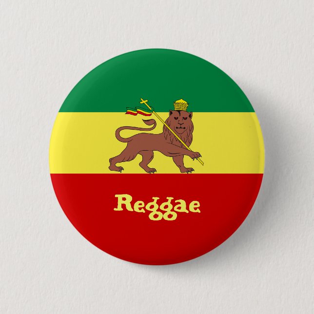 Rasta Reggae Lion of Judah 6 Cm Round Badge (Front)