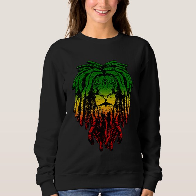 Rasta Reggae Lion Of Judah Jamaican Roots Rastafar Sweatshirt (Front)
