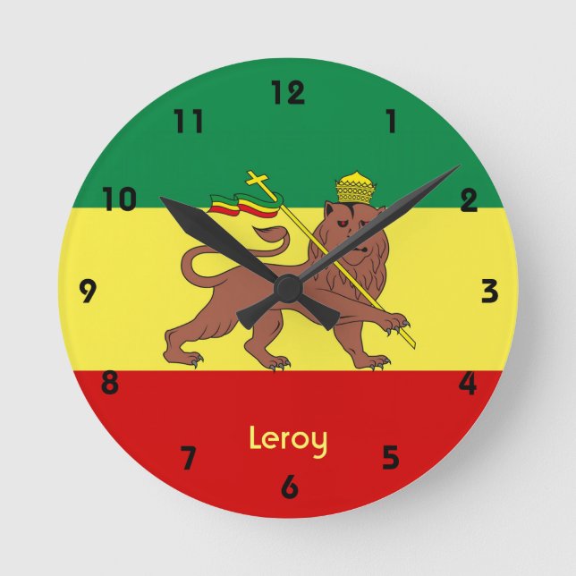 Rasta Reggae Lion of Judah Wall Clock (Front)