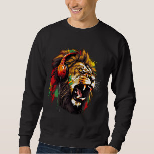 Rasta Reggae Lion Rastafari Guitar Hippie Rastafar Sweatshirt