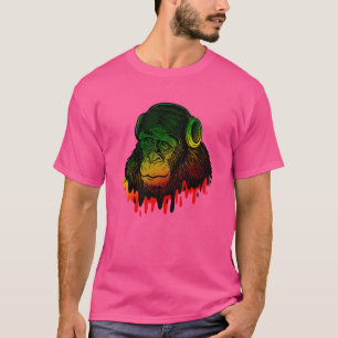 Rasta Reggae Monkey Rastafarian Hippie Jamaica Mus T-Shirt